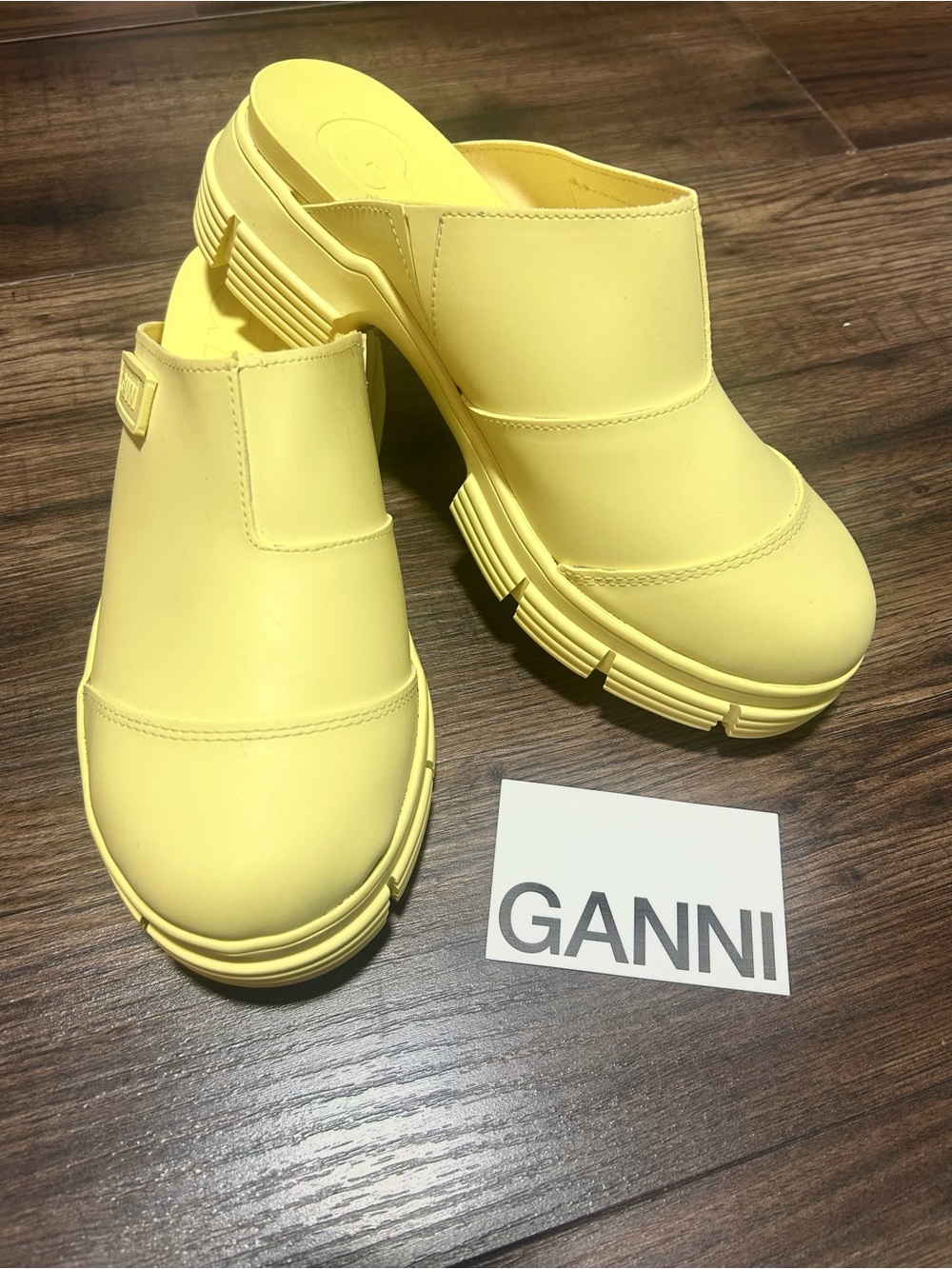 Ganni Yellow Chunky Platform Clog Mules